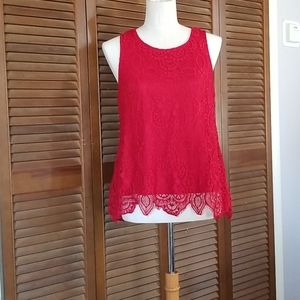 Ladies red lace layered layered top